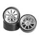 Drift 9 Spoke Wheel w/Tyre Set (7mm Offset) 1/10 (4pcs) - Silver