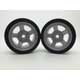 Rear Silver 5-Spoke Wheels and Tyres UFRA Pink Medium (1/12)